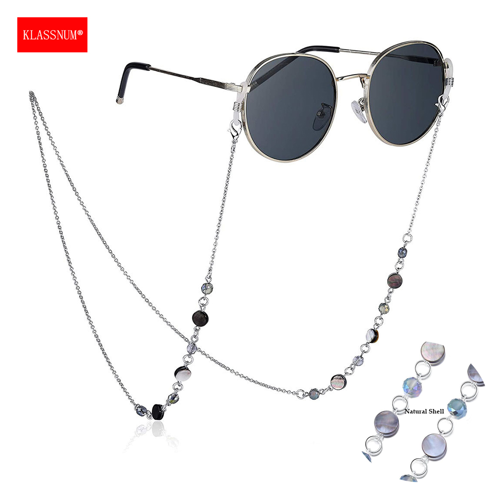 Sunglass Retainer Cord - KLASSNUM 여성용 천연 쉘 크리스탈 안경