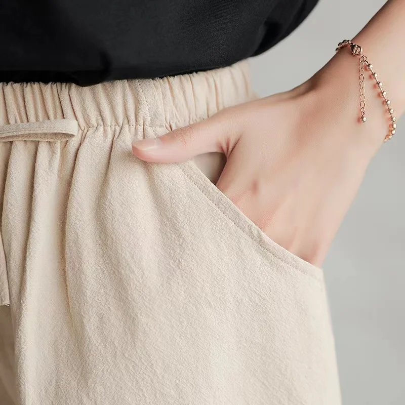 2024 코튼 린넨 비치 반바지 여성용, 기본 짧은 바 - Short Linen Drawstring 리뷰 및 가격
