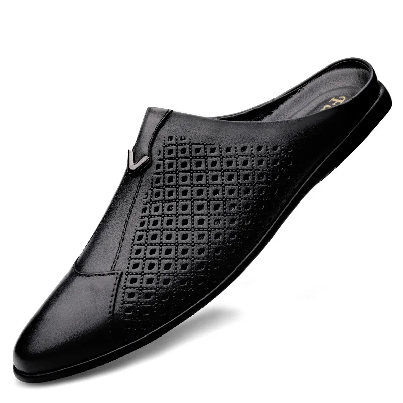 2024 성인 여름 하프 드래그 완두콩 가죽 남성 드라 - Flip Flop Leather Men 리뷰 및 가격