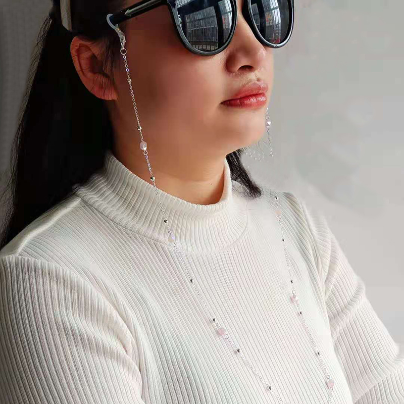 안경 체인 화이트 핑크 크리스탈 참 비드 체인, 금속  - Sunglass Retainer Cord 리뷰 및 가격