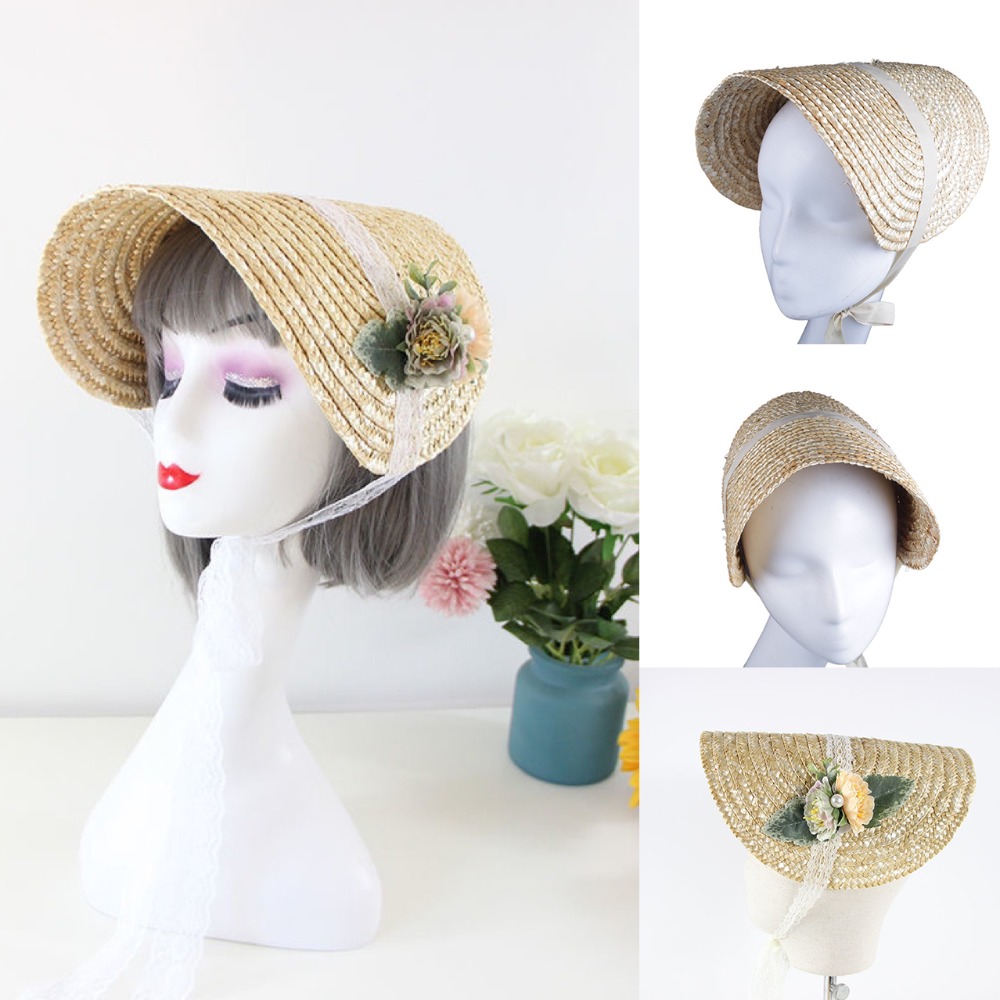 프랑스 스타일 로리타 밀짚모자 빅토리아풍 보닛 수제 비 - Bucket Hat Straw 리뷰 및 가격